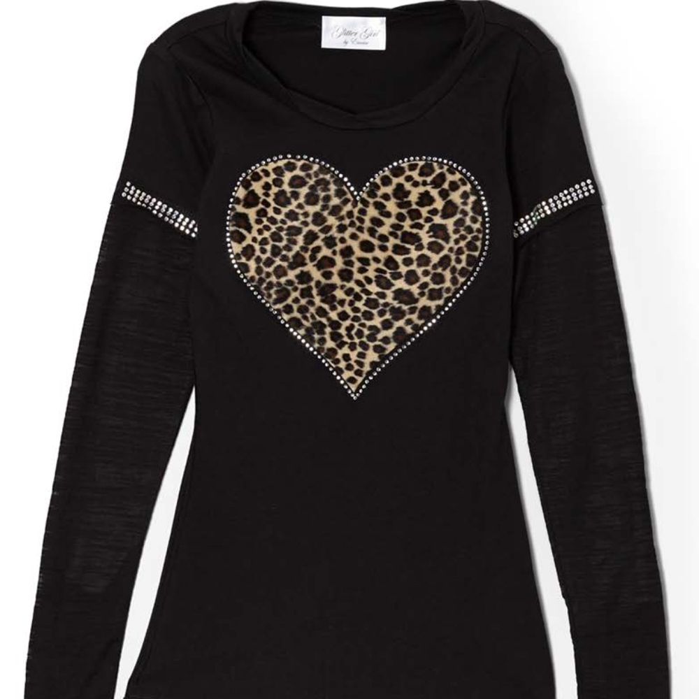 New- Girls & Kids Long sleeve Leopard Heart T